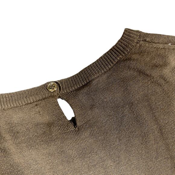 Zara Knit‎ Sweater Brown Long Sleeve Pullover Keyhole Button Detail Women's M - Picture 3 of 11